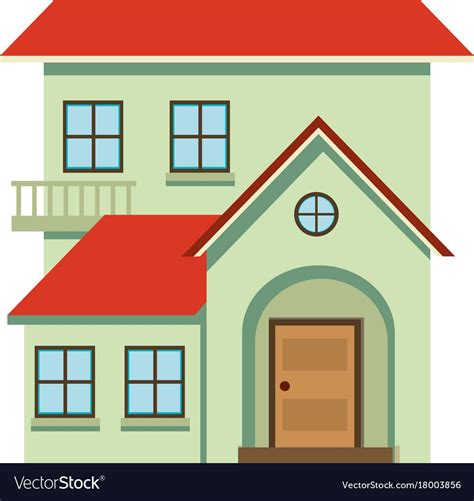 Two Stories House With Red Roof Vector Image On Vectorstock Red Roof