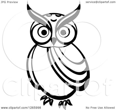 Clipart Of A Black And White Owl Royalty Free Vector Illustration By
