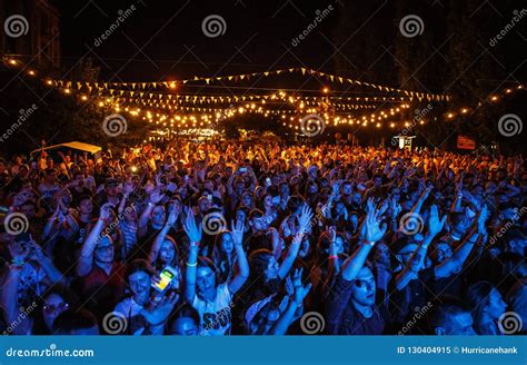 Summer Music Festival Crowd Partying Outdoor Editorial Image Image Of