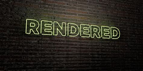 Rendered Realistic Neon Sign On Brick Wall Background 3d Rendered