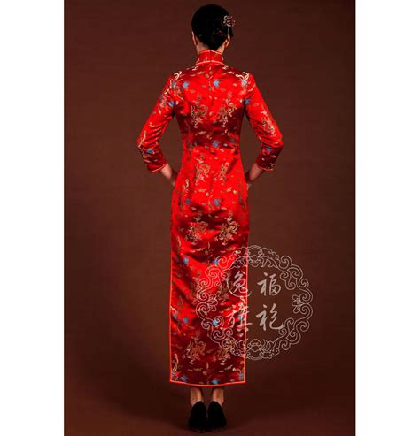 Red Cheongsam Dress With Long Sleeves Custom Made Cheongsamchinese