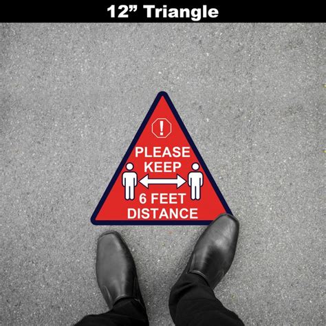 Please Keep 6 Feet Distance Triangle Social Distancing Floor Decal