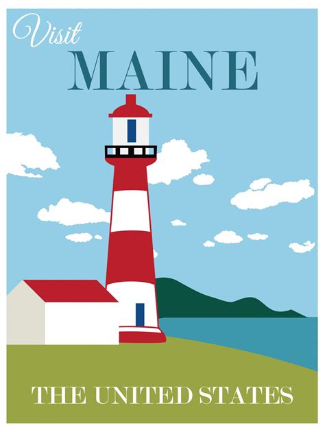 Maine Usa Travel Poster Free Stock Photo Public Domain Pictures