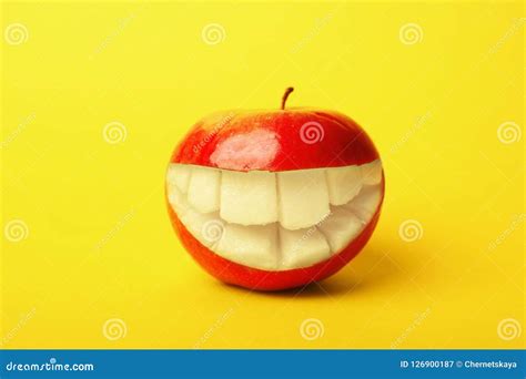 Funny Smiling Apple Stock Image Image Of Fresh Silly 126900187