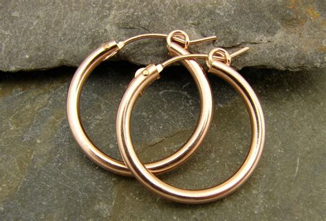 Rose Gold Filled Hoops Large Mm One Pair Rgfh