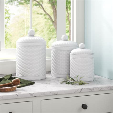 Sand And Stable Basket Weave 3 Piece Kitchen Canister Set And Reviews