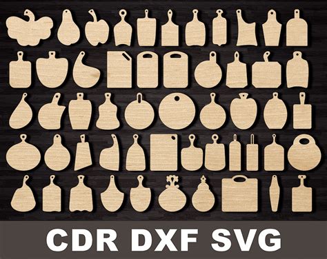 Cutting Board Set Vector Template Cnc Cutting File Silhouette Etsy
