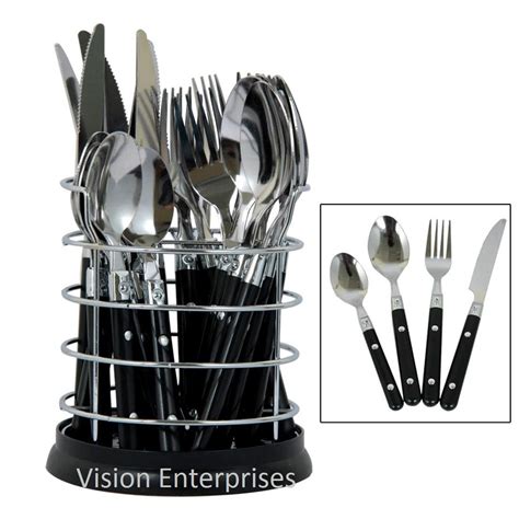 Stylish 24 Pcs Stainless Steel Cutlery Set With Steel Stand White Color