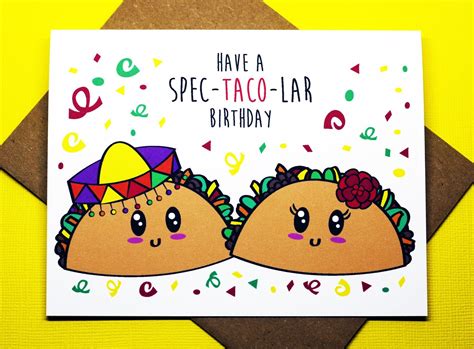 Lets Fiesta Taco Nacho Cute Funny Happy Birthday Mexican Etsy