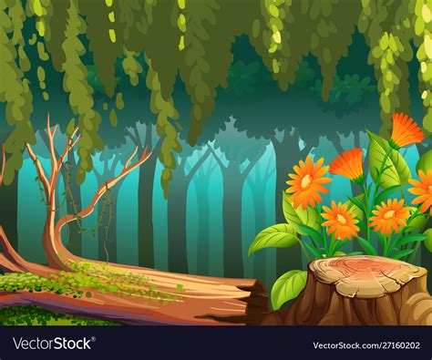 Nature Scene With Flowers In Forest Royalty Free Vector