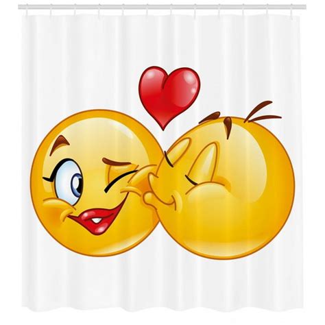 Emoji Shower Curtain Romantic Flirty Loving Smiley Faces Couple