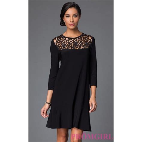 Short Black Dress With Three Quarter Length Sleeves By Tiana B