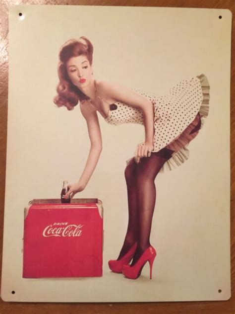 Tin Sign Vintage Coca Cola Pin Up Girl Ebay