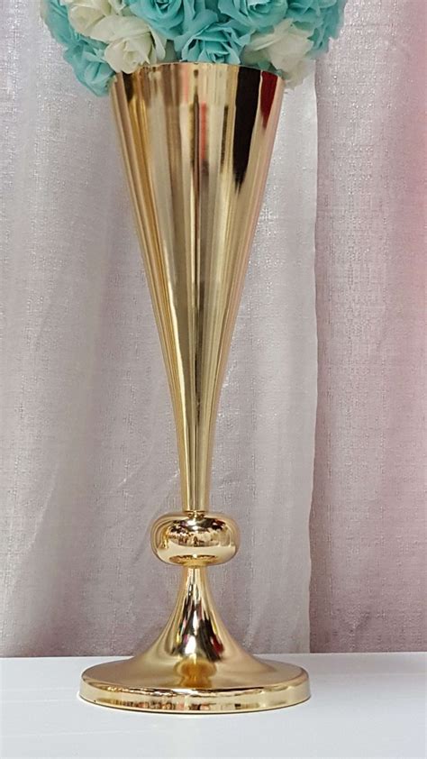 22 Inches Gold Tall Metallic Trumpet Vases Centerpiece Vases Floral