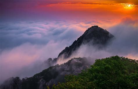 Landscape Mountains Sunrise Clouds Beauty Korea Wallpaper 1920x1240