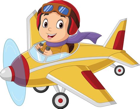 Cartoon Little Boy Operating A Plane 7153141 Vector Art At Vecteezy