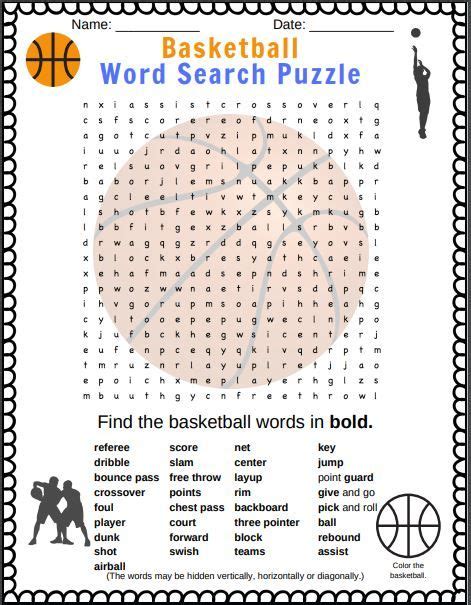 Basketball Crossword Puzzle Activity Artofit