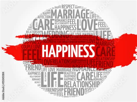 Happiness Circle Word Cloud Collage Concept Stockfotos Und