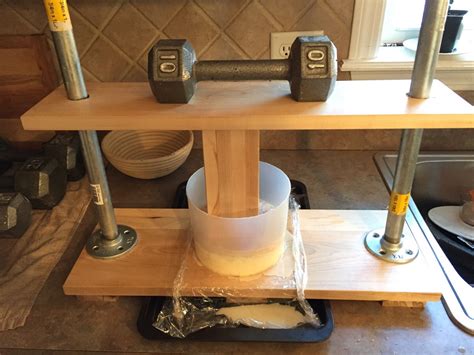 First Cheese Pressing In My New Homemade Cheese Press Rcheesemaking