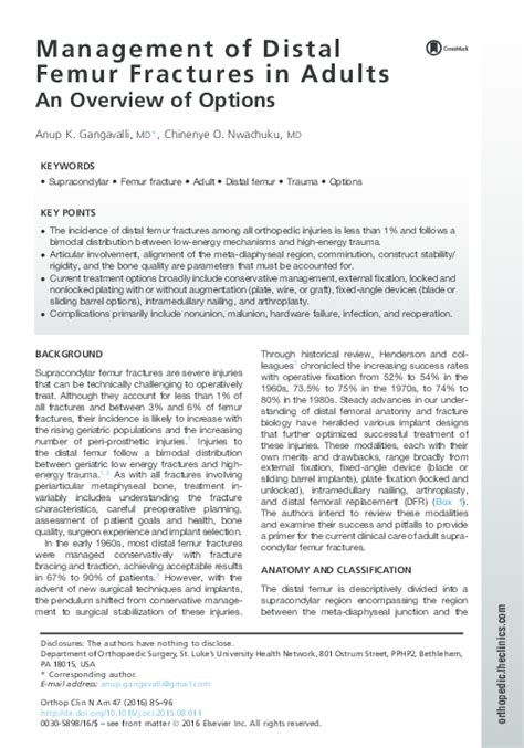 Pdf Management Of Distal Femur Fractures In Adults An Overview Of Options Anggara Prasetya