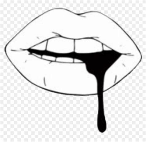 Lip Black Tint Aesthetic Png Sticker White Blood Dripping From Mouth