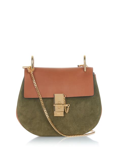 Lyst Chloé Drew Small Leather And Suede Shoulder Bag In Natural