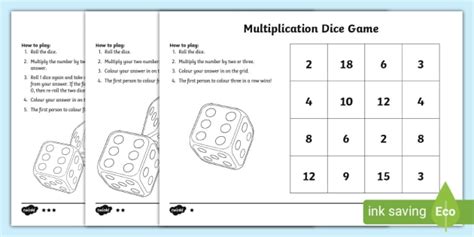 Multiplication Dice Maths Games Twinkl Learning Resources