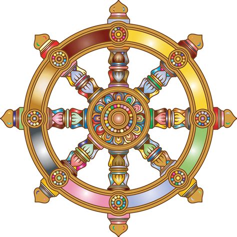 Clipart Prismatic Ornate Dharma Wheel 2