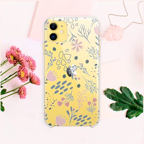 Floral Iphone 11 Case Clear Wildflowers Iphone 11 Pro Max Case Etsy