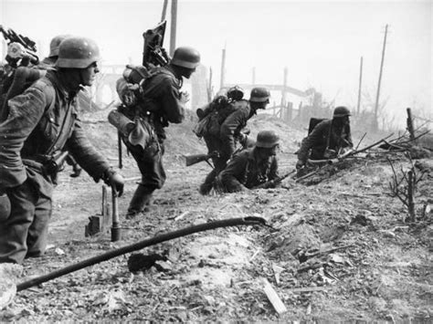 German Soldiers Of The German Mortar Detachment In The Battle For