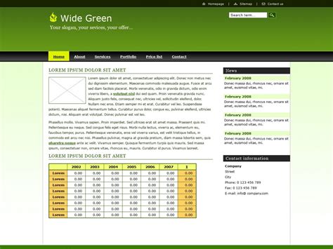 Plantilla Web Gratuita Wide Green Plantillas HTML Gratuitas
