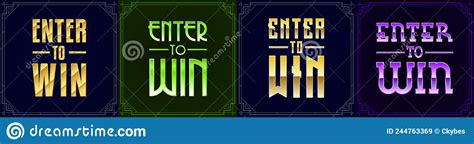 Big Set Of Enter To Win Signs Vector Sign Win Prize Win In Lottery Stock Illustration