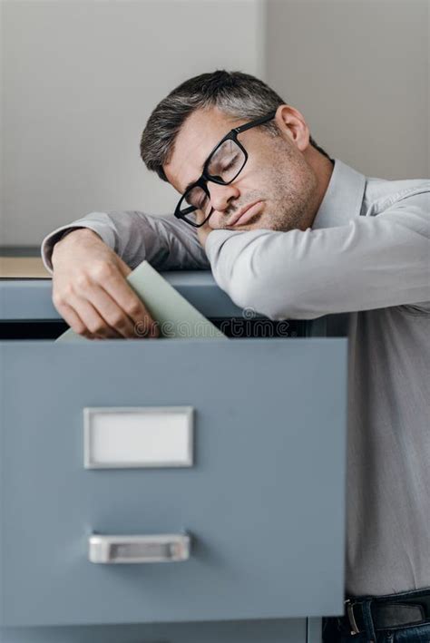 Tired Office Worker Sleeping In The Office Stock Image Image Of