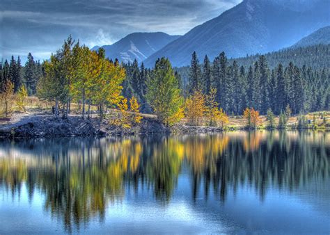 Fonds D Ecran Canada Forêts Montagnes Lac Automne Photographie De Paysage Canmore Alberta Arbres