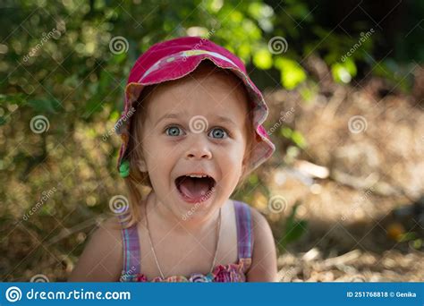 Baby Girl Plays In Nature Stock Photo Image Of Funny 251768818