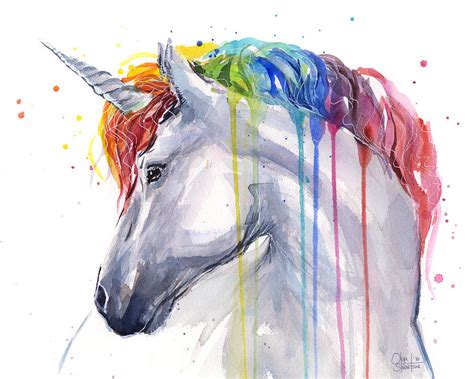 Unicorn Rainbow Watercolor Painting By Olga Shvartsur Pixels Merch