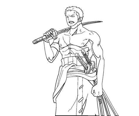 Prepare the printer and click on print the draw. One Piece Zoro - Free Colouring Pages