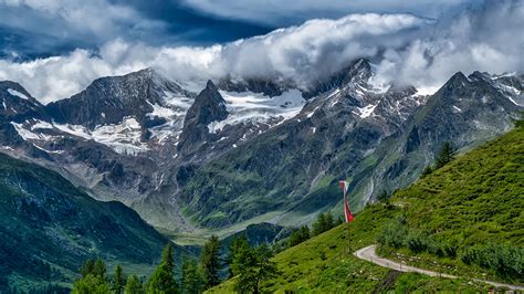 Photos Alps Switzerland Nature Mountains Scenery Clouds 1366x768