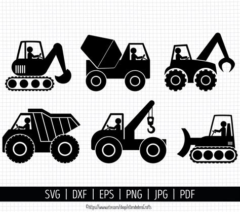 Printable Constructionprint File Dump Truck Svg Cricut Excavator Crane