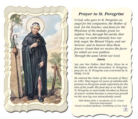 Prayer To St Peregrine Cancer Prayer 01 1893 Tonini Church Supply