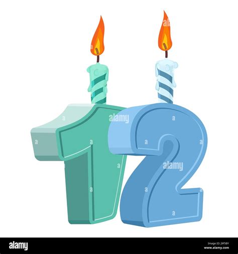 Premium Vector Cute Cartoon 12 Year Birthday Festive Cake With Candle