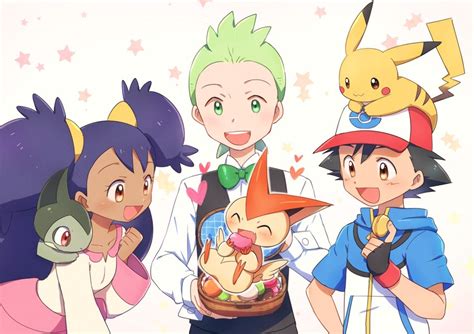 Pikachu Ash Ketchum Iris Cilan Victini And 1 More Pokemon And 3 More Drawn By Yuki56