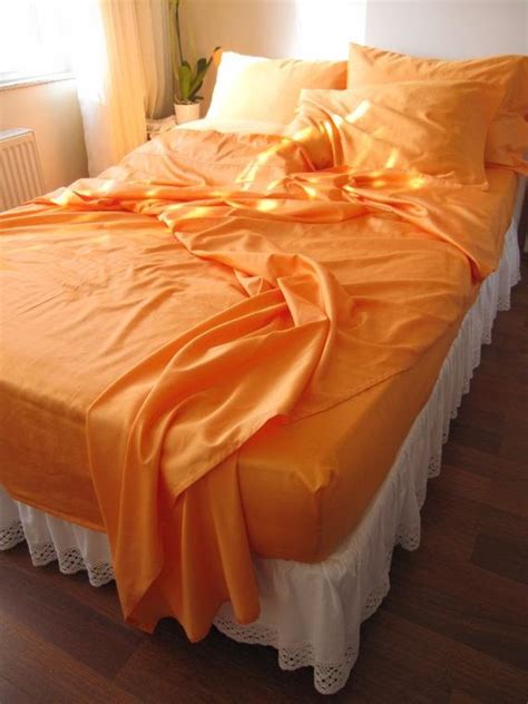 › sheets on sale this week. QUEEN Orange Gold Bed SHEET sets any color 2 pillow by ...