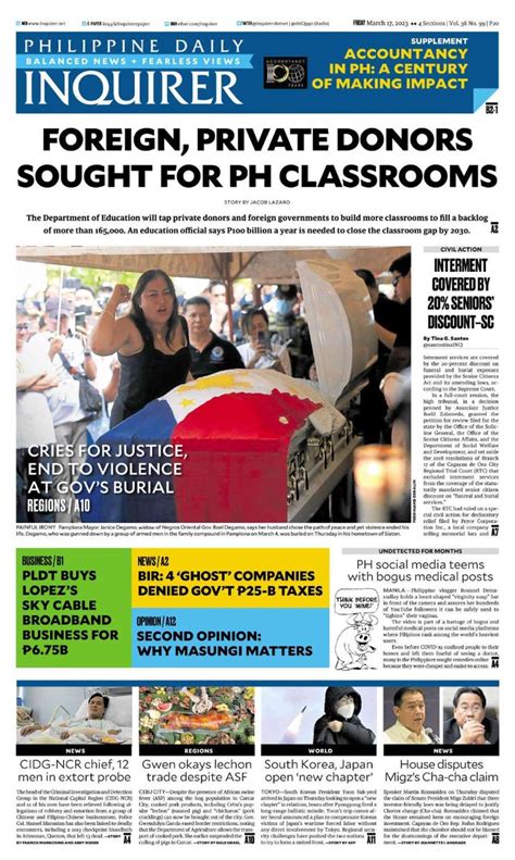 Inquirer On Twitter Todays Inquirer Front Page March 17 2023