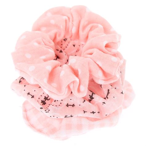 Bandana Print Mix Hair Scrunchies Baby Pink 3 Pack Claires Us