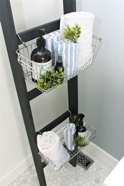 Diy Bathroom Storage Ladder Clean And Scentsible