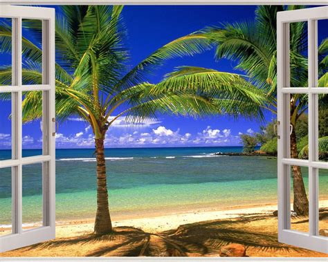 Free Download Window View Of Beach Wallpaper Huge 3d Window Exotic