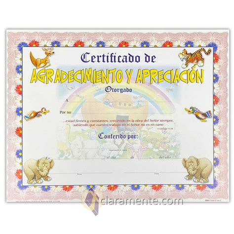 Certificado De Agradecimiento Y Apreciacion Para Niños