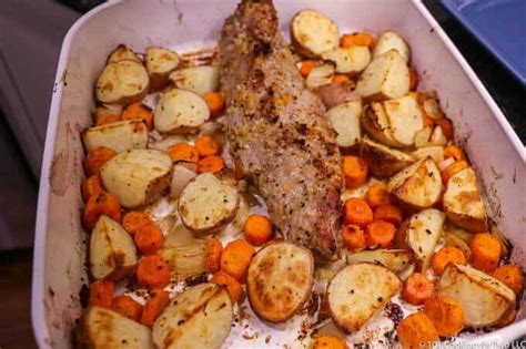 Bake in the preheated oven for 45 minutes. One Pan Roasted Pork Tenderloin with Potatoes and Carrots ...