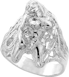 Amazon Com Sterling Silver Lady In The Nude Ring Diamond Cut Finish Inch Wide Sizes